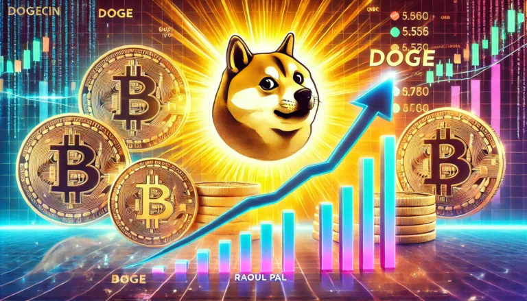 Dall·e 2024 11 26 19.24.51 A Dynamic Digital Illustration Depicting Raoul Pals Forecast On Dogecoin.webp