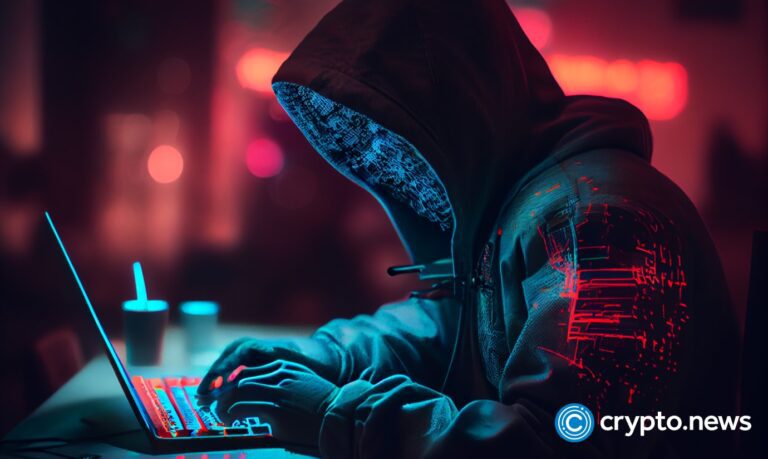 Crypto News Hacker Writing A Code On His Laptop Blurry Background Dark Neon Color Cyberpunk.jpg