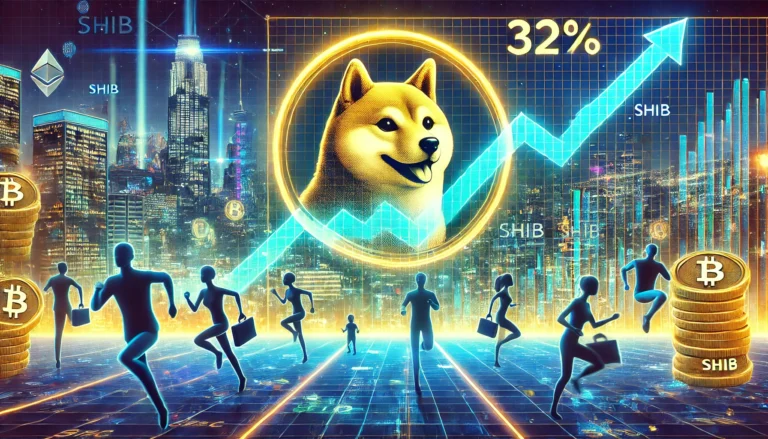 A Dynamic Digital Artwork Illustrating A Significant Rally In The Shib Cryptocurrency Prominently Fe.webp