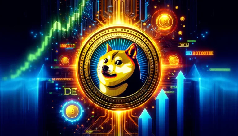 Dall·e 2024 05 29 09.42.10 A Vibrant Digital Artwork Focusing On Dogecoin Doge. The Center Features.webp