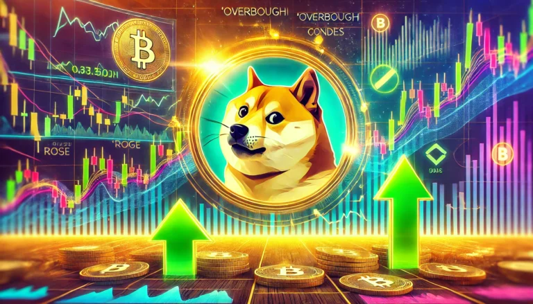 Dall·e 2024 12 12 18.21.52 A Vibrant Digital Illustration Capturing The Dynamics Of Dogecoin Doge As.webp