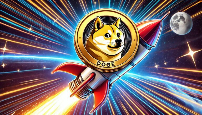 Dall·e 2025 01 27 07.50.54 A Digital Illustration Of The Dogecoin Doge Cryptocurrency Coin Mounted O.jpeg